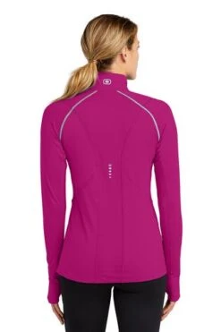 Ogio Shirts: Women's LOE335 PNK Flush Pink Nexus 1/4-Zip Pullover -Wrangler Shop 6672 flushpink 2 loe335flushpinkmodelback3 337w