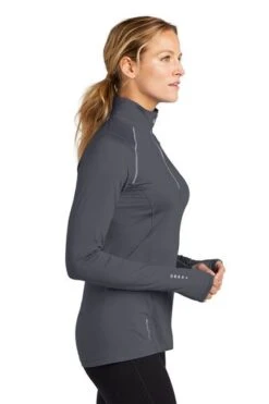 Ogio Shirts: Women's LOE335 GGY Gear Grey Nexus 1/4-Zip Pullover -Wrangler Shop 6672 geargrey 3 loe335geargreymodelside3 337w