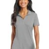 Port Authority Shirts: Women's L568 FG Frost Grey Ladies Cotton Touch Performance Polo -Wrangler Shop 6674 frostgrey 1 l568frostgreymodelfront 1200w