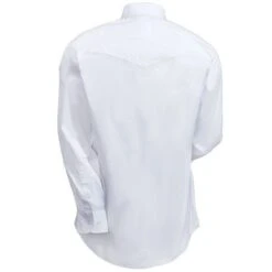 Wrangler Shirts: Men's White 71135 CH Cotton Twill Long Sleeve Western Shirt -Wrangler Shop 71135ch wranglerb 01