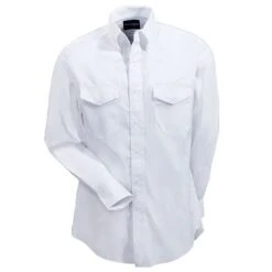 Wrangler Shirts: Men's White 71135 CH Cotton Twill Long Sleeve Western Shirt -Wrangler Shop 71135ch wranglerf 01