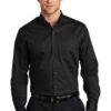 Port Authority Shirts: Men's S663 BLK Black Button Down SuperPro Twill Shirt -Wrangler Shop 7607 black 1 s663blackmodelfront3 337w