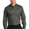 Port Authority Shirts: Men's S663 STGY Sterling Grey Button Down SuperPro Twill Shirt -Wrangler Shop 7607 sterlinggy 1 s663sterlinggymodelfront3 337w