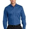 Port Authority Shirts: Men's S663 TB True Blue Button Down SuperPro Twill Shirt -Wrangler Shop 7607 trueblue 1 s663truebluemodelfront3 337w