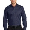 Port Authority Shirts: Men's S663 TNY True Navy Button Down SuperPro Twill Shirt -Wrangler Shop 7607 truenavy 1 s663truenavymodelfront3 337w