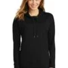 District Sweatshirts: Women's DT671 BLK Black Featherweight French Terry Hoodie -Wrangler Shop 9748 black 1 dt671blackmodelfront 337w