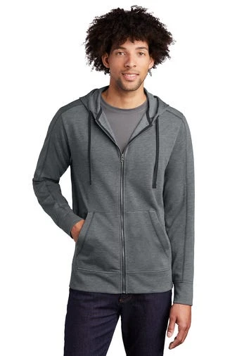 Sport-Tek Jackets: Men's ST293 DGH Dark Grey Heather PosiCharge Tri-Blend Wicking Fleece Full-Zip Hooded Jacket 3 Sport-Tek Jackets: Men's ST293 DGH Dark Grey Heather PosiCharge Tri-Blend Wicking Fleece Full-Zip Hooded Jacket