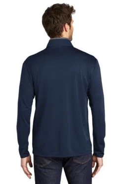 Port Authority Shirts: Men's K584 NVSG Navy Steel Grey Silk Touch Performance 1/4-Zip Shirt -Wrangler Shop 9771 navysteelgry 2 k584navysteelgrymodelback 337w