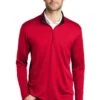Port Authority Shirts: Men's K584 RDBK Red Black Silk Touch Performance 1/4-Zip Shirt -Wrangler Shop 9771 redblack 1 k584redblackmodelfront 337w