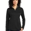 Port Authority Shirts: Women's LK584 BKSG Black Steel Grey Silk Touch Performance 1/4-Zip Shirt -Wrangler Shop 9772 blacksteelgy 1 lk584blacksteelgymodelfront 337w