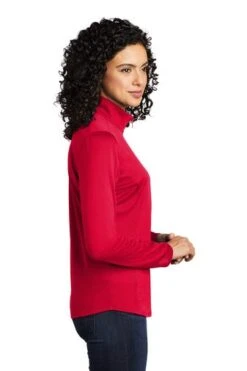 Port Authority Shirts: Women's LK584 RDBK Red Black Silk Touch Performance 1/4-Zip Shirt -Wrangler Shop 9772 redblack 3 lk584redblackmodelside 337w