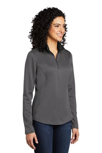 Port Authority Shirts: Women's LK584 SGBK Steel Grey Black Silk Touch Performance 1/4-Zip Shirt 4 Port Authority Shirts: Women's LK584 SGBK Steel Grey Black Silk Touch Performance 1/4-Zip Shirt - Image 2