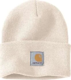 Carhartt Hats: Unisex A18 WWH Winter White Acrylic Watch Cap