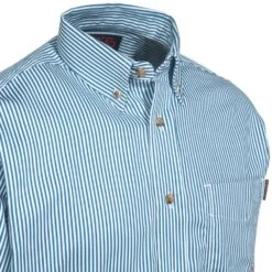 Ariat Shirts: Men's 10012250 Blue Flame-Resistant Stripe Work Shirt -Wrangler Shop ariat fr 10012250 cd 1