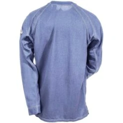 Bulwark Shirts: Men's Blue QT20 BL Flame-Resistant Long Sleeve Henley Shirt -Wrangler Shop bulwark qt20 blue