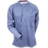 Bulwark Shirts: Men's Blue QT20 BL Flame-Resistant Long Sleeve Henley Shirt 2 Bulwark Shirts: Men's Blue QT20 BL Flame-Resistant Long Sleeve Henley Shirt -Wrangler Shop bulwark qt20 blue front view
