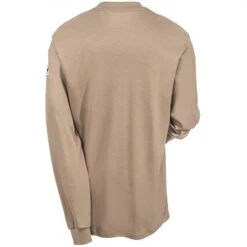 Bulwark Shirts: Men's SEL2 KH Khaki Flame-Resistant Cotton Henley Shirt -Wrangler Shop bulwark sel2kh b 01