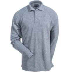 Bulwark Shirts: Men's SMP2 GY Grey FR Classic Long Sleeve Polo Shirt -Wrangler Shop bulwark smp2gy3 f 01