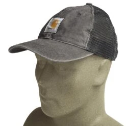 Carhartt Hats: Men's 100286 039 Gravel Grey Buffalo Mesh Back Baseball Cap -Wrangler Shop carhartt 100286 039 p 01