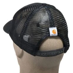 Carhartt Caps: Men's 101195 001 Black Cotton Canvas Mesh Back Dunmore Baseball Cap -Wrangler Shop carhartt 101195 001 b 01