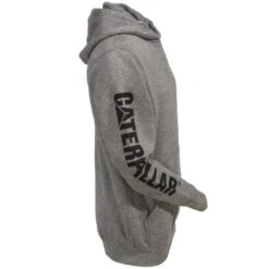 CAT Apparel Sweatshirts: Men's 1910709 004 Grey Hooded Trademark Banner Sweatshirt -Wrangler Shop cat 1910709 004 r 01