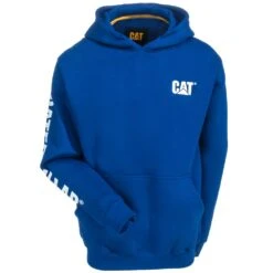 CAT Apparel Sweatshirts: Men's 1910709 95B Bright Blue Trademark Banner Hooded Sweatshirt 9 CAT Apparel Sweatshirts: Men's 1910709 95B Bright Blue Trademark Banner Hooded Sweatshirt -Wrangler Shop cat 1910709 bblu f 01