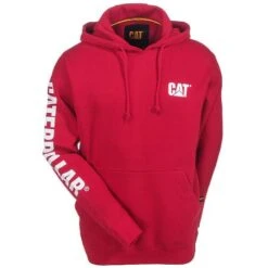 CAT Apparel Sweatshirts: Men's 1910709 155 Chili Pepper Red Hooded Sweatshirt -Wrangler Shop cat apparel 1910709 155 f 01
