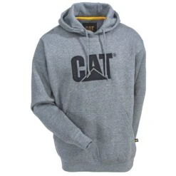 CAT Apparel Sweatshirts: Men's W10646 004 Dark Heather Grey Trademark Hooded Sweatshirt -Wrangler Shop cat w10646 dhtr f 01