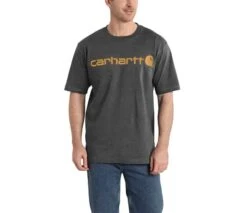 Carhartt Shirts: Men's K195 CRH Carbon Heather Cotton Jersey Logo Tee Shirt