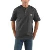 Carhartt Shirts: Men's K84 026 Carbon Heather Short Sleeve Henley Work Shirt