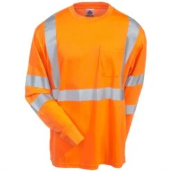 Ergodyne Shirts: 8391 OR High Visbility Men's Orange GloWear Class 3 Long Sleeve Shirt -Wrangler Shop ergodyne 8391 org f 01