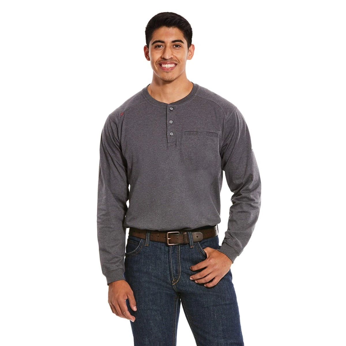 Ariat FR Shirts: Men's 10027889 Charcoal Heather Air Henley Shirt 3 Ariat FR Shirts: Men's 10027889 Charcoal Heather Air Henley Shirt