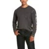 Ariat Rebar Shirt: Men's 10027815 Charcoal Heather Workman Logo T-Shirt -Wrangler Shop f19 mns work gaglione 10027815 front