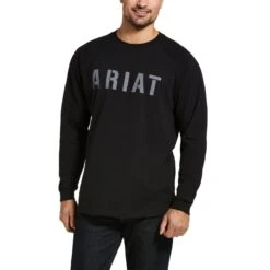 Ariat Rebar Shirt: Men's 10032848 Black Cotton Strong Block T-Shirt 5 Ariat Rebar Shirt: Men's 10032848 Black Cotton Strong Block T-Shirt -Wrangler Shop f20 mns work gaglione 10032848 front