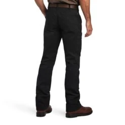Ariat Rebar Pant: Men's 10041065 Black M5 Straight DuraStretch Washed Twill Dungaree Straight Leg Pant -Wrangler Shop f22 mns work 10041065 back