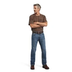 Ariat Rebar Jeans: Men's 10041081 Rico M7 DuraStretch Edge Stackable Straight Leg Jean -Wrangler Shop f22 mns work 10041081 full