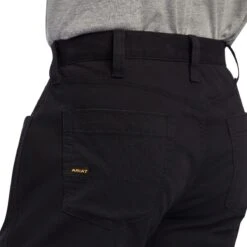 Ariat Rebar Pant: Men's 10041083 Black Low Rise DuraStretch Made Tough Stackable Straight Leg Pant -Wrangler Shop f22 mns work 10041083 detail01