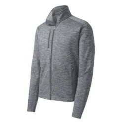 Port Authority Jacket: Men's F231 GRY Grey Digi Stripe Fleece Jacket -Wrangler Shop f231 grey form front