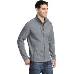 Port Authority Jacket: Men's F231 GRY Grey Digi Stripe Fleece Jacket