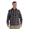 CAT Apparel Shirts: Men's 1610031 121914 Charcoal Black Buffalo Check Flannel Overshirt -Wrangler Shop greyedit