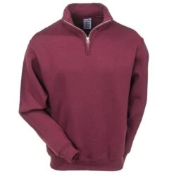 Jerzees Sweatshirts: Men's 995M MRN Fleece Quarter Zip Cadet Collar Sweatshirt -Wrangler Shop harriton m740 blk f 01 1