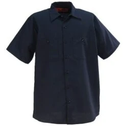Red Kap Shirts: Men's SP24 NV Navy Industrial Short-Sleeve Work Shirt -Wrangler Shop image 49707