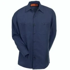 Red Kap Shirts: Men's Navy SP14 NV Industrial Long Sleeve Work Shirt -Wrangler Shop image 49722