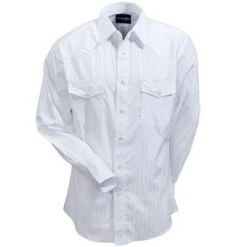 Wrangler Shirts: Men's White 75221 WH Sport Western Snap Long Sleeve Shirt -Wrangler Shop image 51777