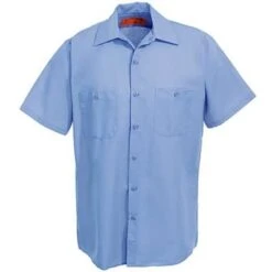 Red Kap Shirts: Men's Blue SP24 MB Short-Sleeve Industrial Uniform Work Shirt -Wrangler Shop image 54415 1