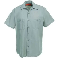 Red Kap Shirts: Men's Green SP24 LG Short-Sleeve Lightweight Work Shirt -Wrangler Shop image 65418 1