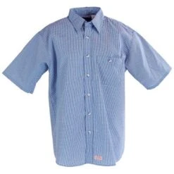 Red Kap Shirts: Men's SP84 WB White/Blue Short Sleeve Plaid Work Shirt -Wrangler Shop image 84112