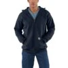 Carhartt Sweatshirts: Men's K122 472 Navy Midweight Hooded Front Zip Sweatshirt -Wrangler Shop k122472