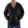 Carhartt Sweatshirts: Men's K122 BLK Black Midweight Hooded Front Zip Sweatshirt -Wrangler Shop k122blk