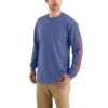 Carhartt Shirts: Men's K231 I35 Dusk Blue Heather Cotton Long Sleeve Logo Shirt 2 Carhartt Shirts: Men's K231 I35 Dusk Blue Heather Cotton Long Sleeve Logo Shirt -Wrangler Shop k231i35